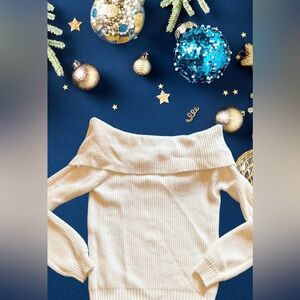 Elegant Off-Shoulder Cream Sweater⭐️NWT⭐️